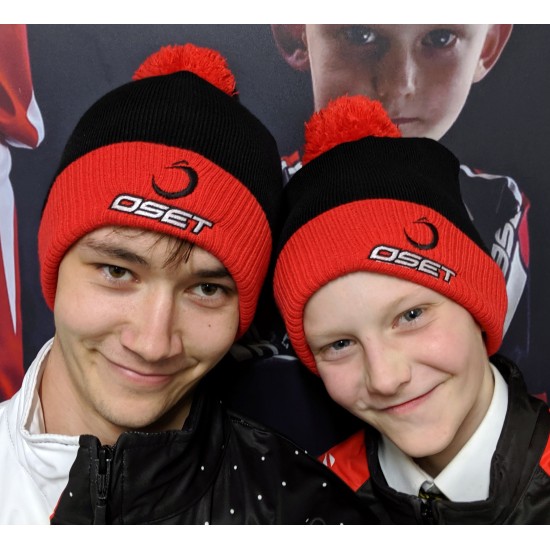 OSET bobble hat, black & red